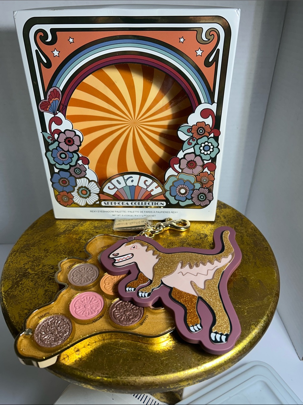 Coach Pink & Orange Dinosaur Keychain Palette